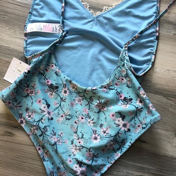 Topshop Swimsuit Floral Lace Ditsy 1 Piece Size 6 - Picture 8 of 8